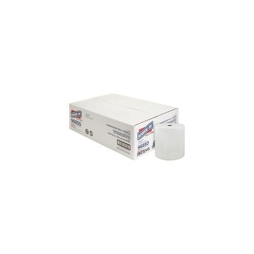 Genuine Joe Solutions 850' Roll Hard Wound Paper Towels - 1 Ply - 7" x 850 ft - White - Virgin Fiber - Soft, Embossed, Absorbent - 6 / Carton