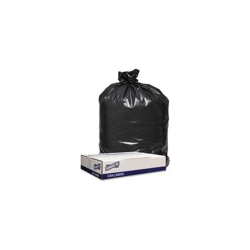 Genuine Joe 1.2mil Black Trash Can Liners - 43" Width x 47" Length x 1.20 mil (30 Micron) Thickness - Low Density - Black - 100/Carton - Can