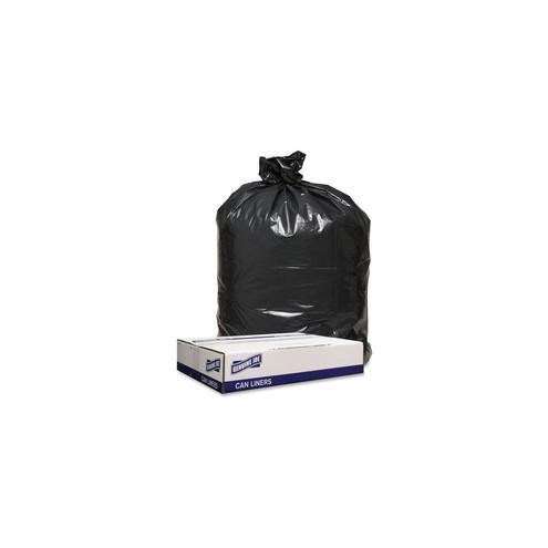 Genuine Joe 1.6 mil Trash Can Liners - 43" Width x 47" Length x 1.60 mil (41 Micron) Thickness - Low Density - Black - 100/Carton - Can