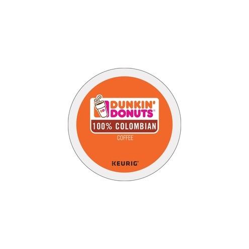 Dunkin' Donuts&reg; 100% Colombian Coffee K-Cup - Compatible with K-Cup Brewer - Caffeinated - Colombian, Arabica, Nut - Medium - 24 / Box