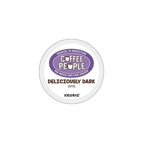 Coffee People&reg; Deliciously Dark K-Cup - Compatible with K-Cup Brewer - Caffeinated - Dark Blend - Dark - 24 / Box