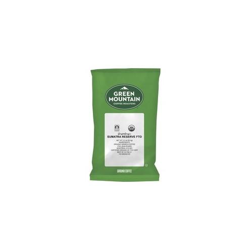Green Mountain Coffee Sumatra Reserve Ground Coffee - Caffeinated - Sumatran Reserve, Arabica, Brown Sugar, Spice - Dark - 2.2 oz Per Pouch - Organic - 50 / Carton