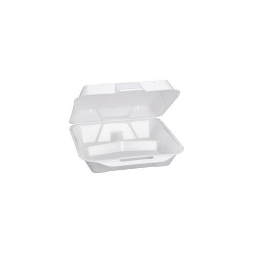 Genpak 3-compartment Jumbo Carryout Container - Food Container - Foam - Disposable - White - 200 Piece(s) / Carton