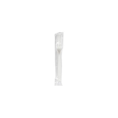 GCN Individual Medium Weight Eating Utensils - 1000/Carton - 1 x Fork - Breakroom - Polypropylene - White