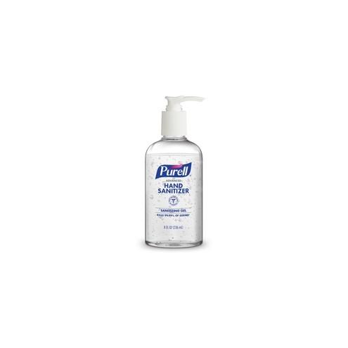 PURELL&reg; Advanced Hand Sanitizer Gel - 8 fl oz (236.6 mL) - Pump Bottle Dispenser - Kill Germs - Hand - Clear - 12 / Each