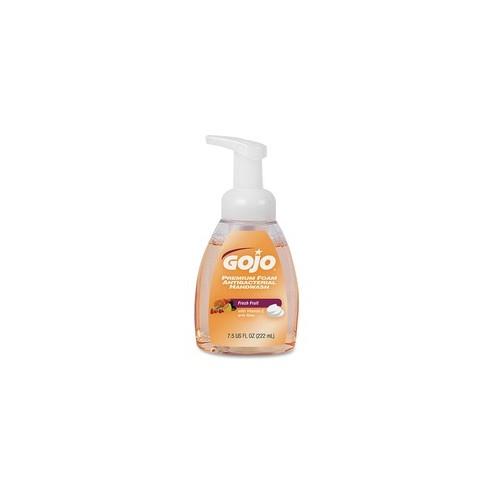 Gojo&reg; Premium Foam Antibacterial Handwash - Fresh Fruit Scent - 7.5 fl oz (221.8 mL) - Pump Bottle Dispenser - Hand - Orange - Rich Lather - 1 Each