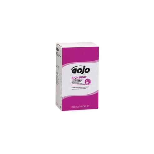 Gojo Rich Pink Antibacterial Lotion Soap Refill - 67.6 fl oz (2 L) - Soil Remover - 1 Each