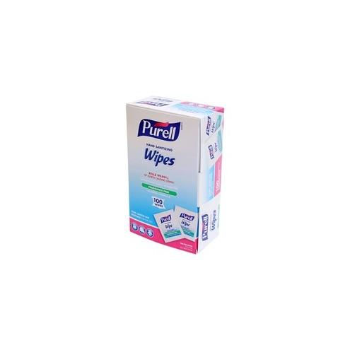 PURELL On-the-go Sanitizing Hand Wipes - 5" x 7" - Clear - 100 Quantity Per Box - 100 / Box