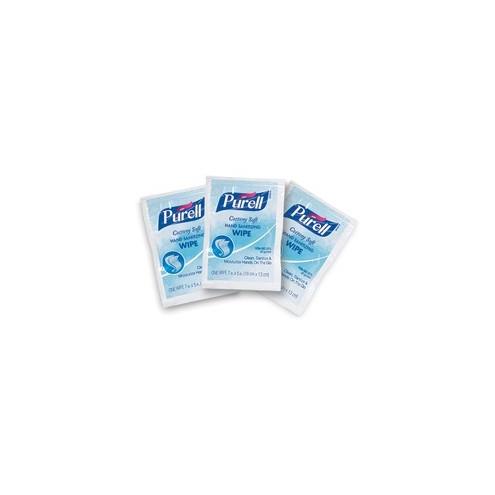 PURELL&reg; Cottony Soft Hand Sanitizing Wipes - White, Blue - Cotton - Soft, Moisturizing, Individually Wrapped - For Hand, Office, Restaurant, Healthcare - 120 Quantity Per Box - 1000 / Carton