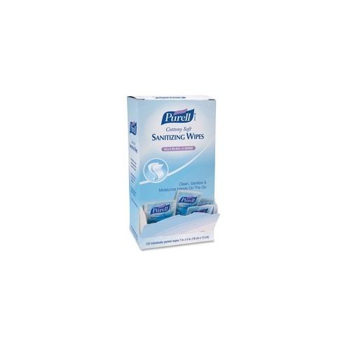PURELL&reg; Cottony Soft Hand Sanitizing Wipes - 5" x 7" - White - Soft, Moist, Textured, Individually Wrapped - For Hand - 12 / Carton