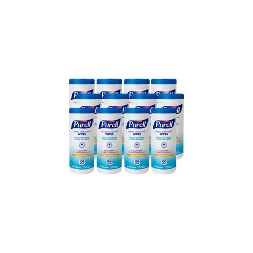 PURELL&reg; Textured Sanitizing Wipes - Citrus - 5.78" x 7" - White - Fiber - Textured - For Office, Restaurant, Hospital - 100 Quantity Per Canister - 12 / Carton