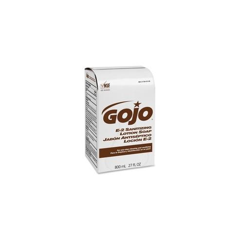 Gojo&reg; E-2 Sanitizing Lotion Soap - 27.1 fl oz (800 mL) - Hand - Amber - Fragrance-free - 12 / Carton