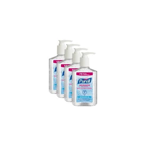 PURELL&reg; Instant Hand Sanitizer - 8 fl oz (236.6 mL) - Pump Bottle Dispenser - Kill Germs - Hand - Clear - 4 / Bundle