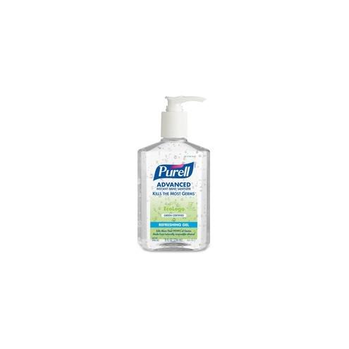 PURELL&reg; Green Certified Instant Hand Sanitizer - 8 fl oz (236.6 mL) - Pump Bottle Dispenser - Kill Germs - Hand - Clear - 12 / Carton