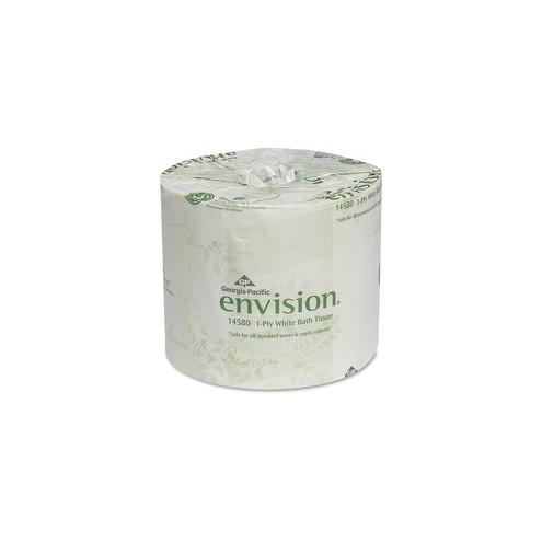 Envision Economical 1P Bath Tissue - 1 Ply - 4" x 4.05" - 1210 Sheets/Roll - White - Chlorine-free, Strong, Absorbent, Eco-friendly - For Bathroom, Educational Facilities - 80 / Carton