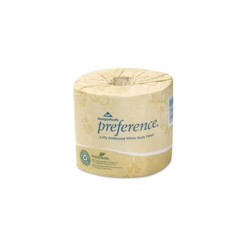 Georgia-Pacific Preference Embossed Bath Tissue - 2 Ply - 4" x 4.05" - 550 Sheets/Roll - White - Perforated, Absorbent, Durable, Soft - For Restroom - 40 / Carton