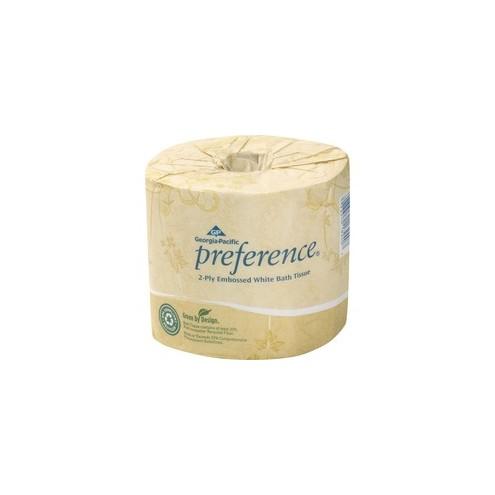 Georgia-Pacific Preference Embossed Bath Tissue - 2 Ply - 4" x 4.05" - 550 Sheets/Roll - White - Durable, Absorbent - For Restroom - 80 / Carton