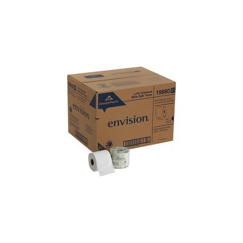 Georgia-Pacific Envision 2Ply Embossed Bath Tissue - 2 Ply - 4.05" x 4" - 550 Sheets/Roll - White - Soft, Durable, Absorbent - For Office Building, Healthcare - 80 / Carton