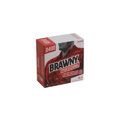 Georgia-Pacific Brawny Medium Duty All purpose Wipers - 16.30" x 9.25" - White - Soft, Absorbent - 90 Quantity Per Box - 90 / Box