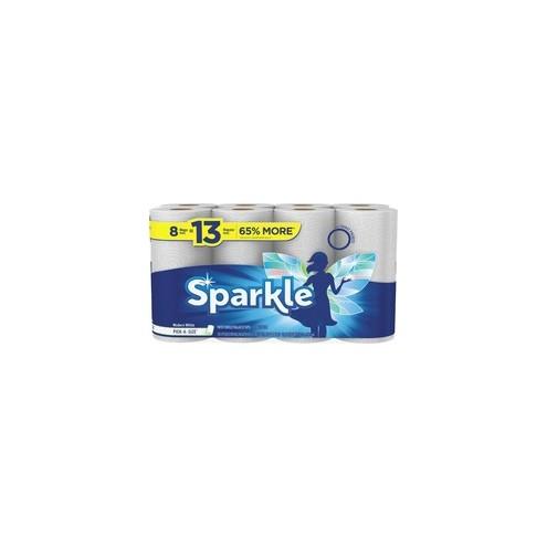 Sparkle Pick-A-Size Paper Towels - 2 Ply - White - Paper - Absorbent, Strong, Perforated, Durable - For Kitchen, Garage, Bathroom, Food Service, Glass Cleaning - 8 Rolls Per Pack - 800 / Pack