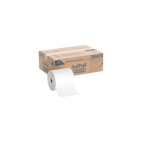 SofPull Hardwound White Roll Paper Towels - 1 Ply - 7.87" x 1000 ft - 7.80" Roll Diameter - White - Soft, Absorbent - For Healthcare, Office Building - 6 / Carton