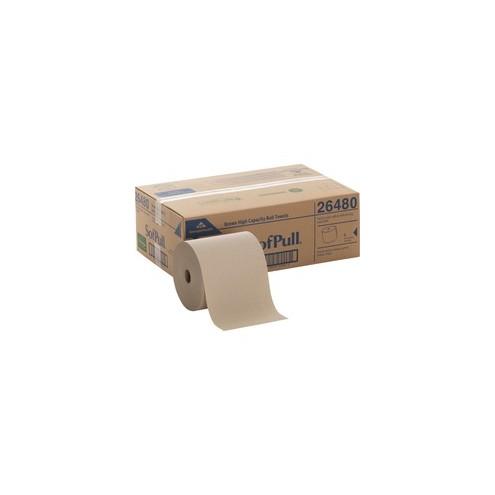 SofPull Hardwound Brown Roll Paper Towels - 1 Ply - 7.87" x 1000 ft - 7.80" Roll Diameter - Brown - Paper - Soft, Absorbent, Nonperforated - For Healthcare, Office Building - 6 / Carton