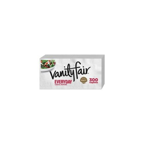 Vanity Fair VanityFair Everyday Napkins - 2 Ply - 13" x 12.75" - White - Paper - Soft, Strong, Absorbent, Textured - For Breakfast, Dinner - 300 Quantity Per Pack - 2400 / Carton