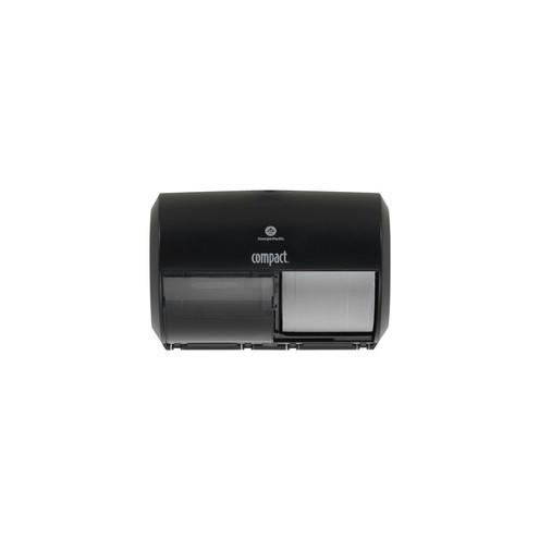 Compact 2-Roll Side-by-Side Coreless High-Capacity Toilet Paper Dispenser - 2000 x Sheet - 7.1" Height x 10.1" Width x 6.8" Depth - Black - Lockable