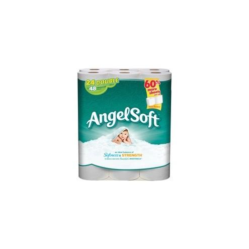 Angel Soft Professional Series Double Roll Bath Tissue - 2 Ply - White - Septic Safe, Unscented, Durable, Soft, Sewer-safe - For Bathroom - 24 Rolls Per Pack - 6336 / Pack