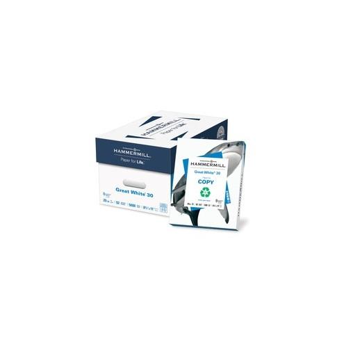 Hammermill Paper for Copy Laser, Inkjet Print Copy & Multipurpose Paper - 30% Recycled - Letter - 8 1/2" x 11" - 20 lb Basis Weight - 5000 / Carton - White