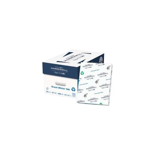 Hammermill Paper for Copy Copy & Multipurpose Paper - 100% Recycled - Letter - 8 1/2" x 11" - 20 lb Basis Weight - Smooth - 5000 / Carton - White