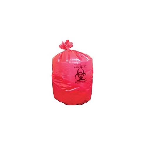 Heritage 1.3 mil Red Biohazard Can Liners - 50" Width x 37" Length x 1.30 mil (33 Micron) Thickness - Low Density - Red - Linear Low-Density Polyethylene (LLDPE) - 150/Carton - Can