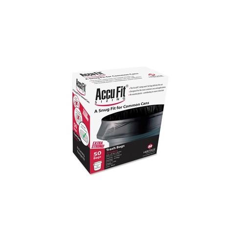 Heritage Accufit Reprime 32 Gallon Can Liners - 32 gal - 33" Width x 44" Length x 0.90 mil (23 Micron) Thickness - Low Density - Black - Linear Low-Density Polyethylene (LLDPE) - 50/Box - Garbage