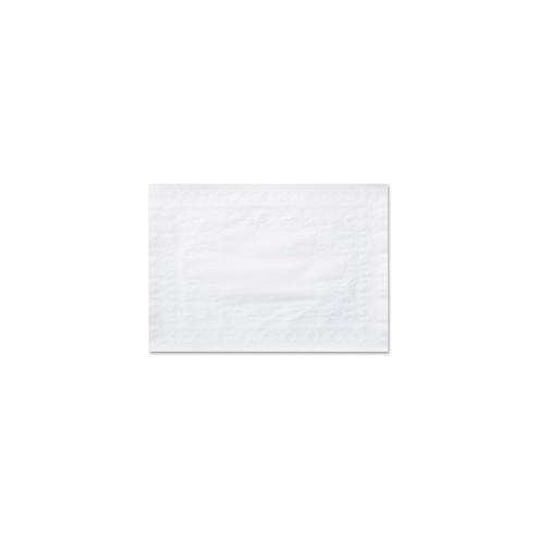 Hoffmaster Straight Edge White Placemats - Tableware, Utensil - 14" Length x 10" Width - Rectangle - Paper - White