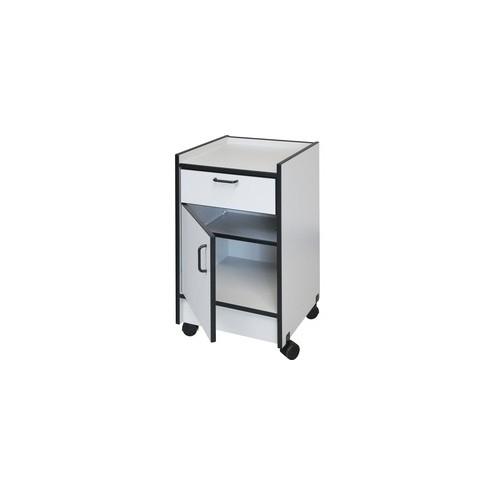 Hausmann Drawer and Cabinet Mobile Cart - 18.5" x 18.5" x 30" - 1 x Drawer(s) - 180 lb Load Capacity - Rounded Edge, Swivel Casters - Gray - Laminated