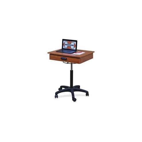 Hausmann Model 9210 Mobile Computer Station - Laminated Rectangle, Wild Cherry Top - Black 5-star Base - 1 Drawers - 22" Table Top Width x 20" Table Top Depth - 36" Height - Assembly Required