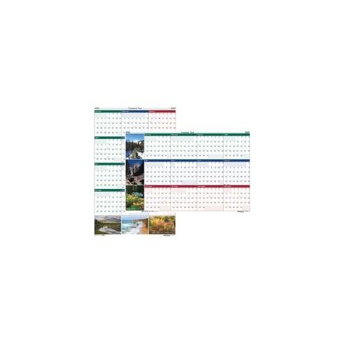 House of Doolittle Earthscapes Laminated Wall Calendar - Julian Dates - January 2021 till December 2021 - 37" x 24" Sheet Size - 1" x 1.25" Block - Assorted - Paper - Laminated - 1 Each