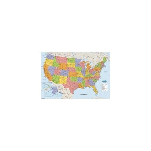 House of Doolittle Laminated United States Map - 50" Width x 33" Height - Multi