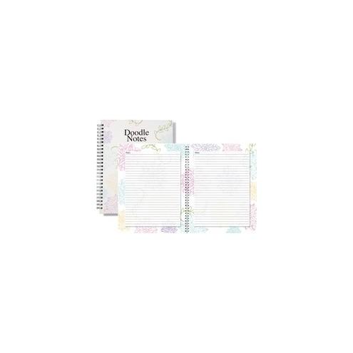 House of Doolittle Whimsical Floral Doodle Notebook - Paper - 7" Height x 9" Width - Hard Cover, Writable Surface, Foldable - 1 Each