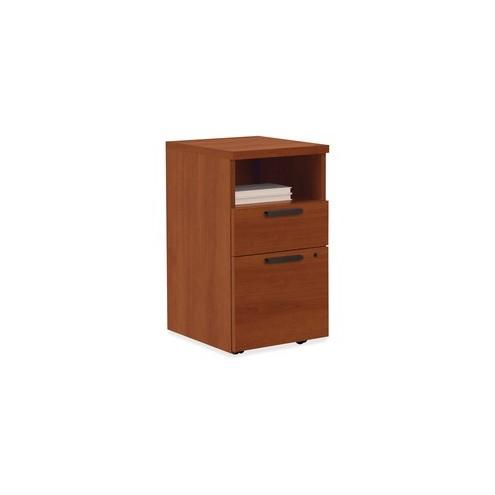 HON 10500 Series S/B/F Mobile Pedestal - 2-Drawer - 15.8" x 18.9" x 28" x 1.1" - 2 x Box Drawer(s), File Drawer(s) - Square Edge - Material: Wood - Finish: Cognac, Thermofused Laminate (TFL)