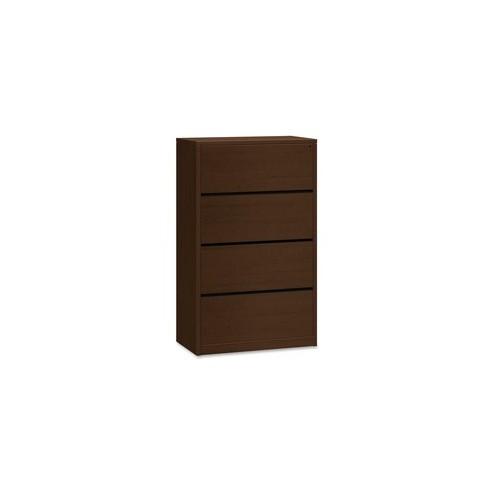 HON 10500 Series Mocha Laminate Furniture Components - 4-Drawer - 36" x 20" x 59" - 4 x File Drawer(s) - Square Edge - Material: Wood, Particleboard - Finish: Laminate, Mocha