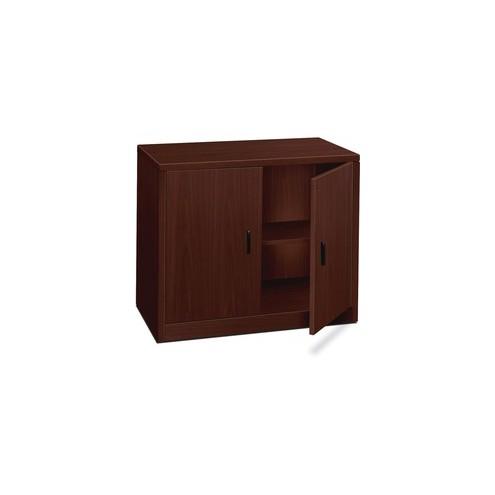 HON 10500 Series Bookcase Cabinet - 2-Drawer - 36" x 20" x 29.5" - 2 - 2 Door(s) - 1 Shelve(s) - Square Edge - Material: Wood - Finish: Laminate, Mahogany