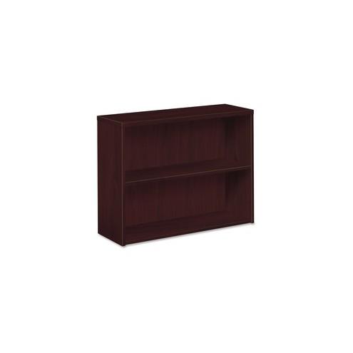 HON 10500 Series Bookcase, 2 Shelves - 13.2" x 36" x 30" - 2 Shelve(s) - Straight Edge - Material: Wood, Wood Grain - Finish: Mahogany, Laminate