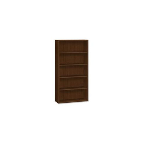 HON 10500 Series Bookcase, 5 Shelves - 36" x 13.1" x 71" - 5 Shelve(s) - Square Edge - Material: Wood, Wood Grain - Finish: Mahogany, Mocha Laminate