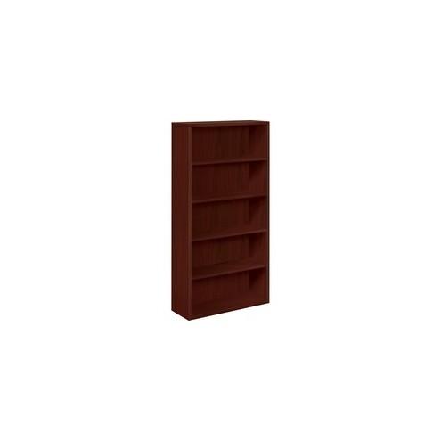 HON 10500 Series Bookcase, 5 Shelves - 36" x 13" x 71" x 1.1" - 5 Shelve(s) - Square Edge - Material: Particleboard - Finish: Laminate, Mahogany