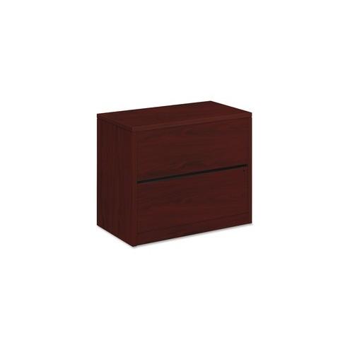 HON 10500 Series Lateral File - 2-Drawer - 36" x 20" x 29.5" - 2 x Drawer(s) for File - Legal, Letter - Lateral - Security Lock, Leveling Glide, Ball-bearing Suspension - Mahogany - Wood - Recycled