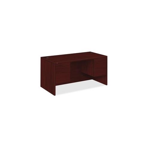 HON 10500 Series Double Pedestal Desk - 4-Drawer - 60" x 30" x 29.5" - 4 x Box Drawer(s), File Drawer(s) - Double Pedestal - Square Edge - Material: Wood - Finish: Laminate, Mahogany