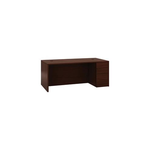 HON 10500 H105895R Pedestal Desk - 2-Drawer - 72" x 36" x 29.5" x 1.1" - 2 x Box Drawer(s), File Drawer(s) - Single Pedestal on Right Side - Smooth Edge - Material: Wood - Finish: Laminate, Mahogany