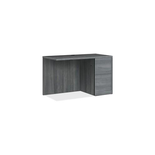 HON 10500 Series Sterling Ash Laminate Desking - 48" x 24" x 29.5" - 2 x File Drawer(s) - Single Pedestal on Right Side - Flat Edge - Material: Wood, Laminate - Finish: Sterling Ash Laminate