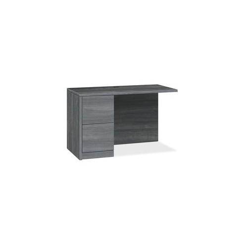 HON 10500 Series Sterling Ash Laminate Desking - 48" x 24" x 29.5" - 2 x File Drawer(s) - Single Pedestal on Left Side - Flat Edge - Material: Wood, Laminate - Finish: Sterling Ash Laminate